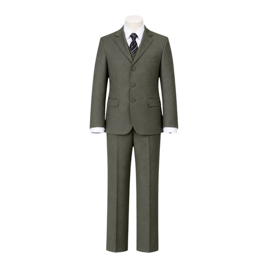 Mini World Kids Classic Fit 5-Piece Forest Green Suit