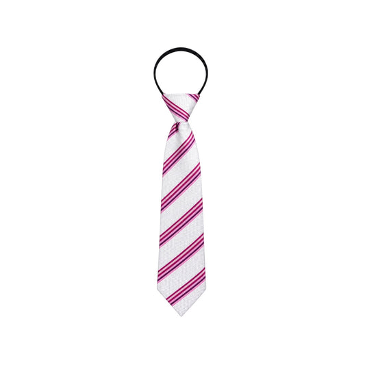 Fancy Kids Toddler Boys' 12" White & Pink Striped Zipper Tie
