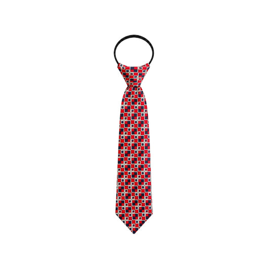 Mini Word Kids Boys' 14" Red & Navy Geometric Pattern Zipper Tie