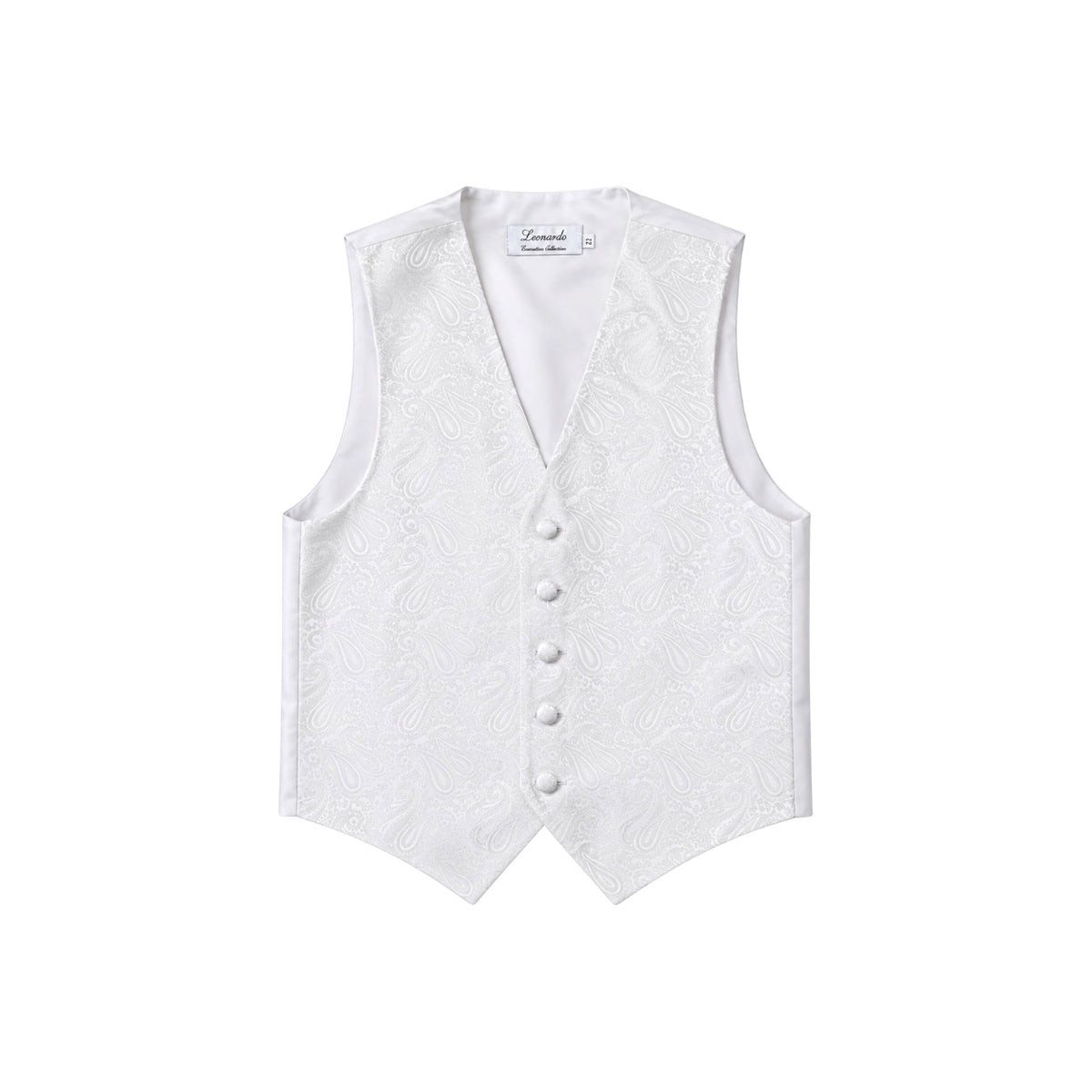 Leonardo Boys' White Paisley Five-Button Formal Suit Vest