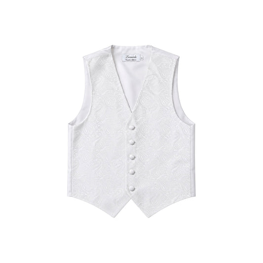 Leonardo Boys' White Paisley Five-Button Formal Suit Vest