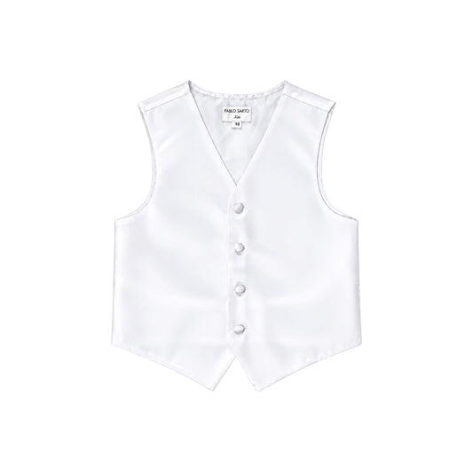 Paulo Sarto Boys' White Four-Button Formal Suit Vest