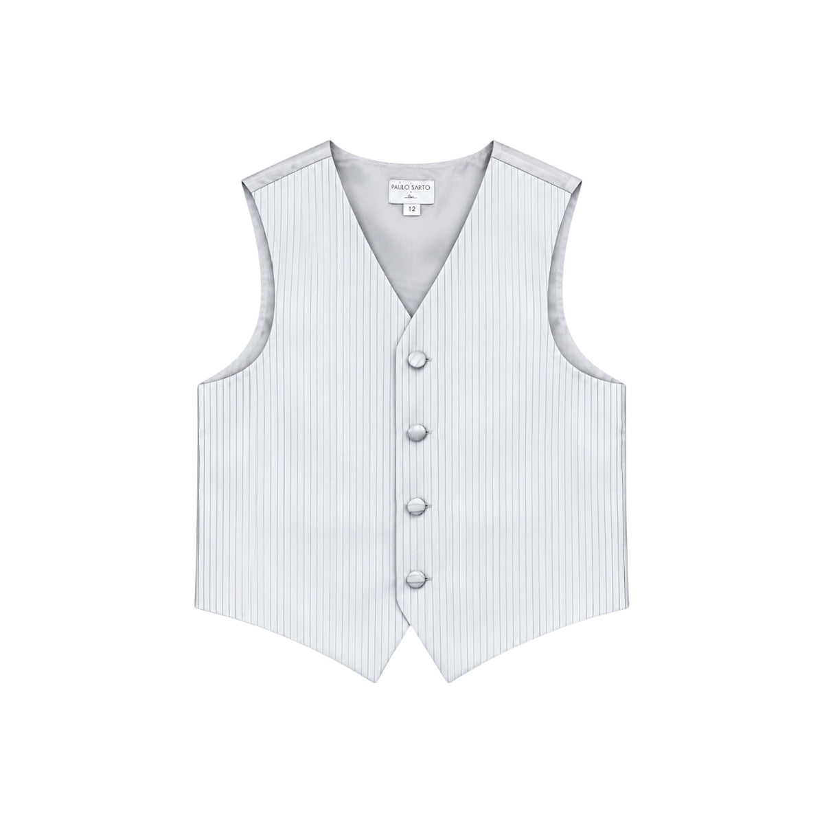 Paulo Sarto Boys' Silver Pinstripe Four-Button Formal Suit Vest