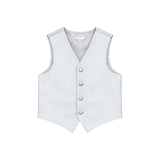 Paulo Sarto Boys' Silver Pinstripe Four-Button Formal Suit Vest