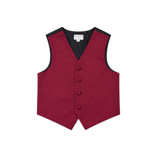 Paulo Sarto Boys' Burgundy Four-Button Formal Suit Vest