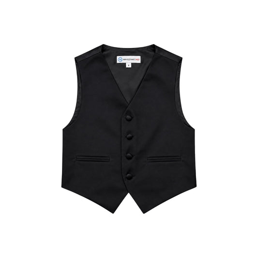 Mavezzano Boys' Black Four-Button Formal Suit Vest