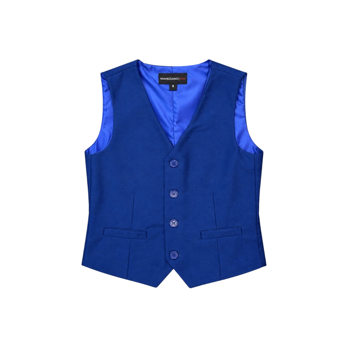 Mavezzano Toddler Boys' Blue Wool-Blend Four-Button Formal Suit Vest