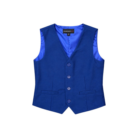 Mavezzano Toddler Boys' Blue Wool-Blend Four-Button Formal Suit Vest