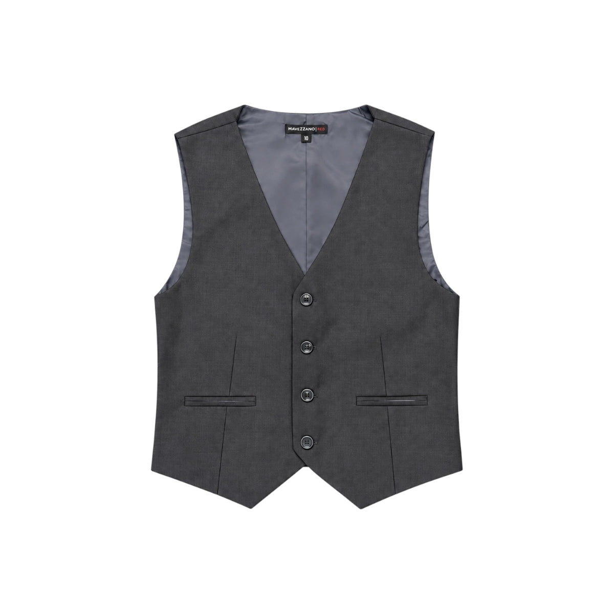 Mavezzano Boys' Charcoal Blue Wool-Blend Four-Button Formal Suit Vest