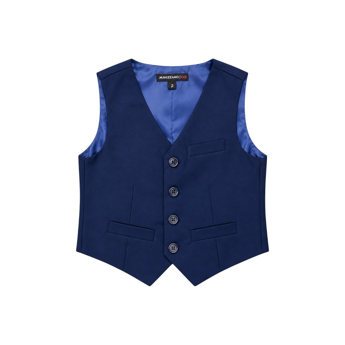 Mavezzano Boys' Navy Wool-Blend Four-Button Formal Suit Vest (Size 16)