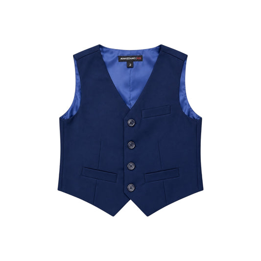 Mavezzano Boys' Navy Wool-Blend Four-Button Formal Suit Vest (Size 16)