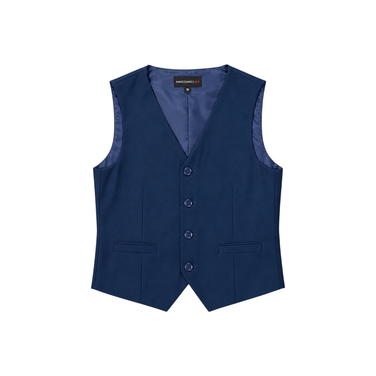 Mavezzano Boys' Slate Blue Wool-Blend Four-Button Formal Suit Vest