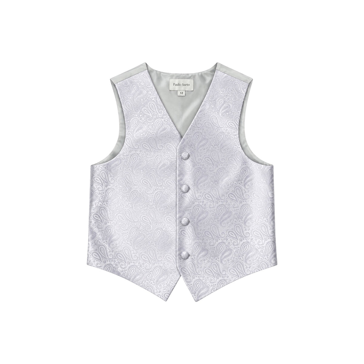 Paulo Sarto Boys' Silver & Lilac Paisley Four-Button Formal Suit Vest