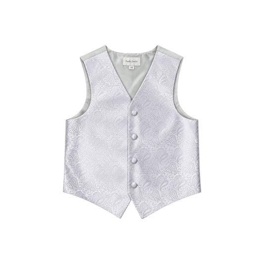 Paulo Sarto Boys' Silver & Lilac Paisley Four-Button Formal Suit Vest