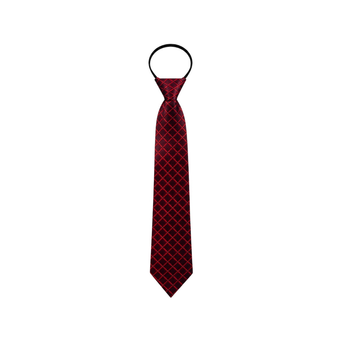Mini Word Kids Boys' 14" Burgundy Red Geometric Pattern Zipper Tie