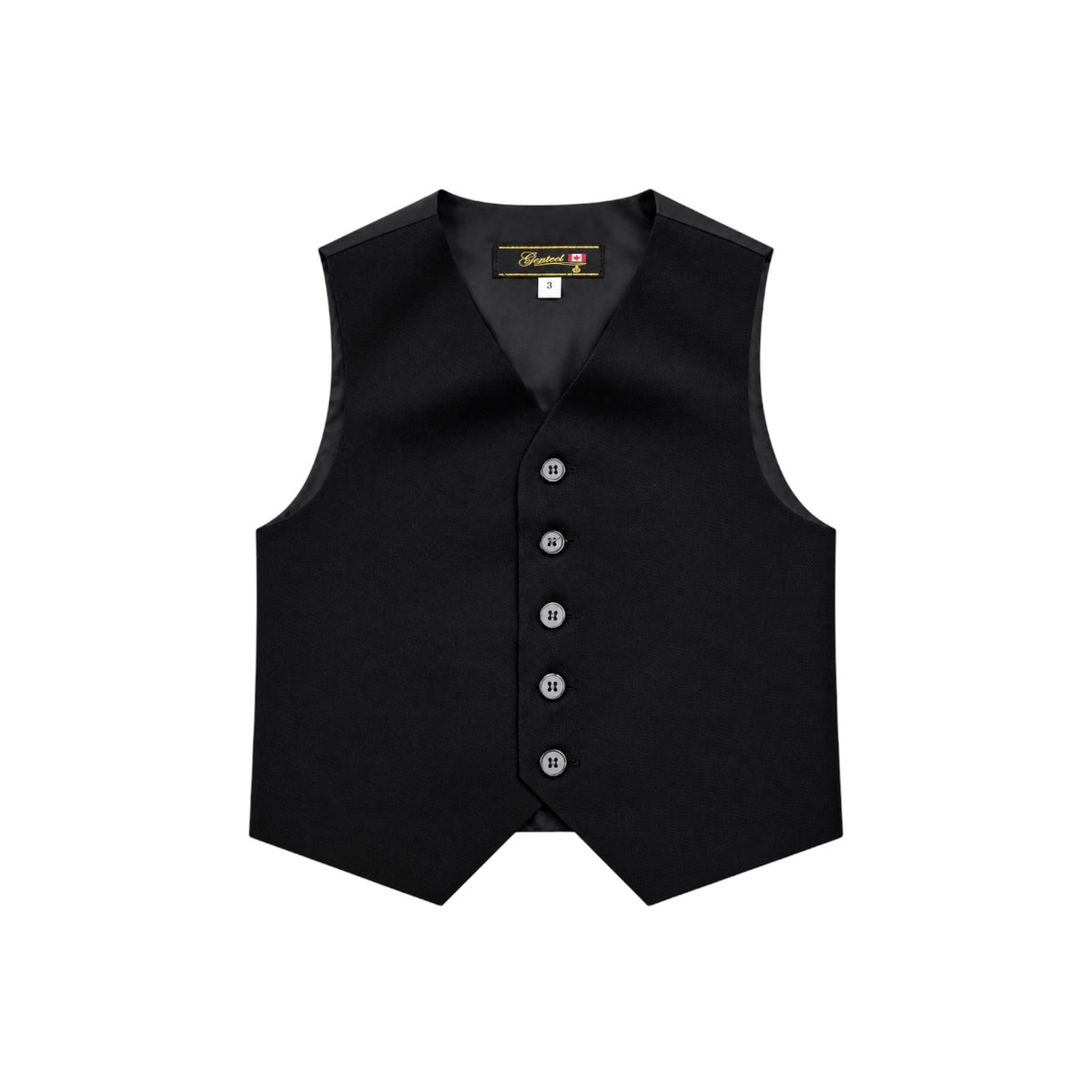 Genteel Boys' Black Textured Five-Button Formal Suit Vest (Size 3)
