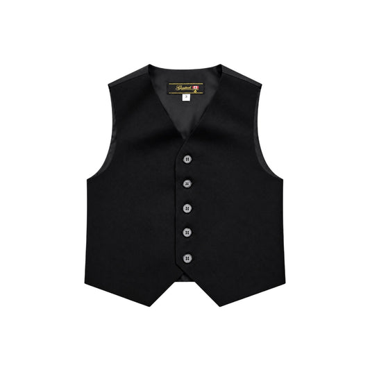 Genteel Boys' Black Textured Five-Button Formal Suit Vest (Size 3)