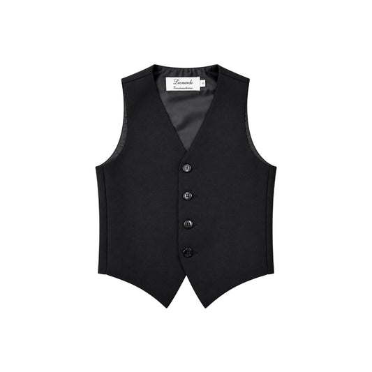 Leonardo Boys' Black Four-Button Formal Suit Vest