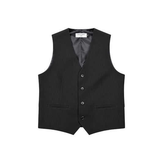 Paulo Sarto Boys' Black Four-Button Formal Suit Vest