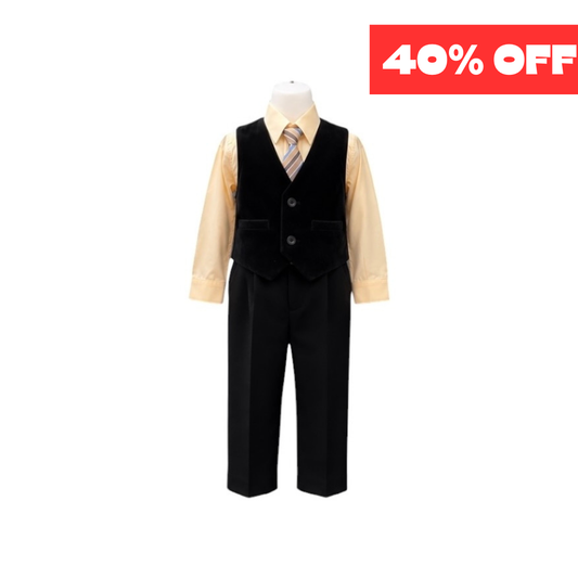 Honey Baby Black Velvet 4-Piece Vest Set (6-12months)