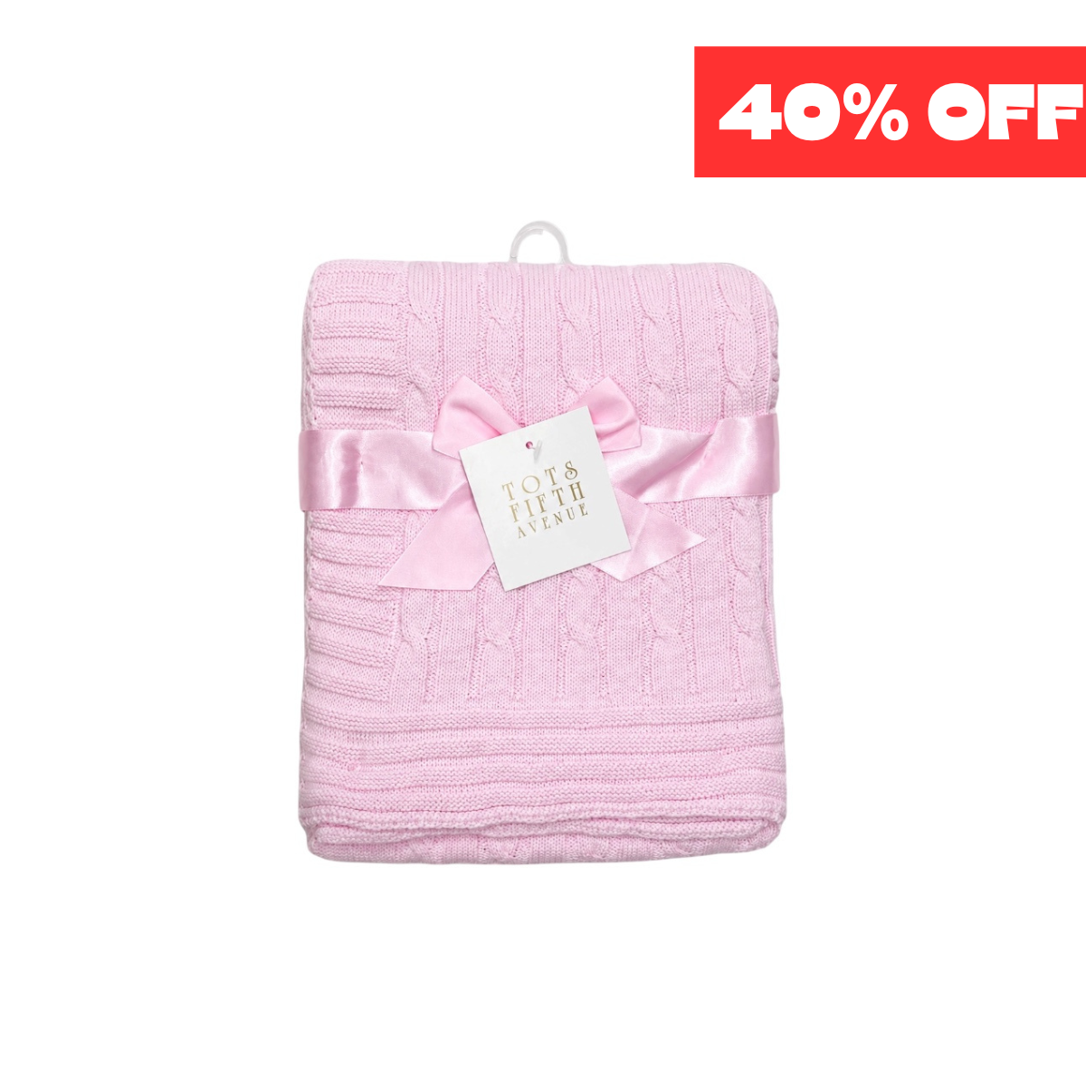 Tots Fifth Avenue Baby Pink Cable Knit Blanket (30" x 40")