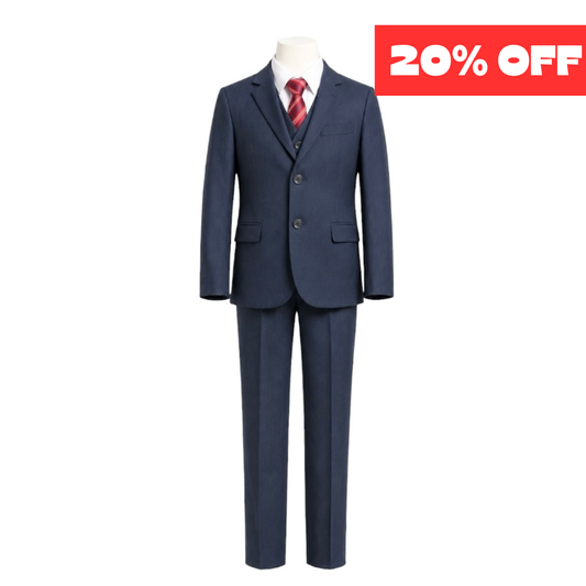 Mini World Classic Fit 5-Piece Grey Suit with Blue Tint