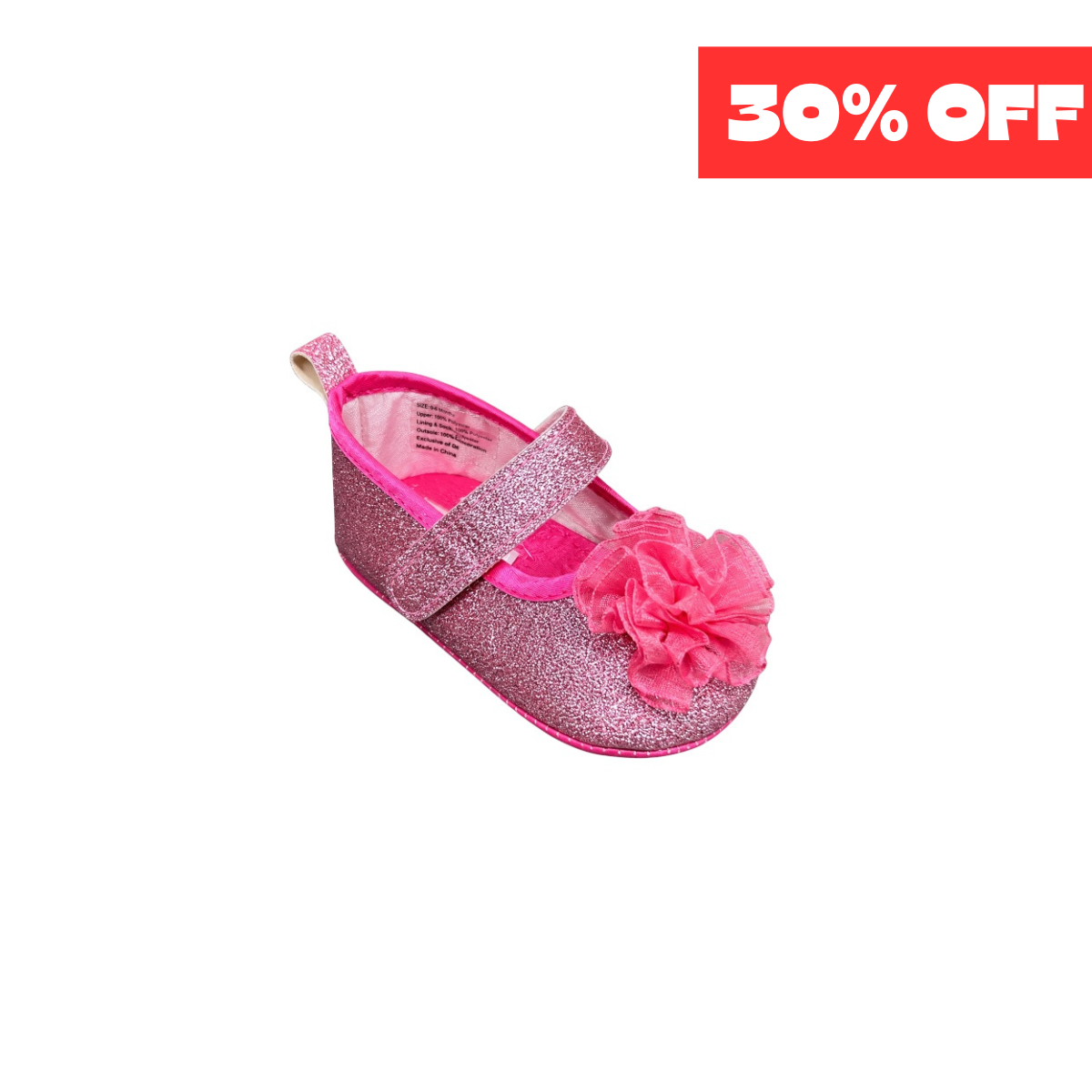 TenderToes Pink Glitter Flower Pre-Walker Ballet Shoes (Soft Sole)