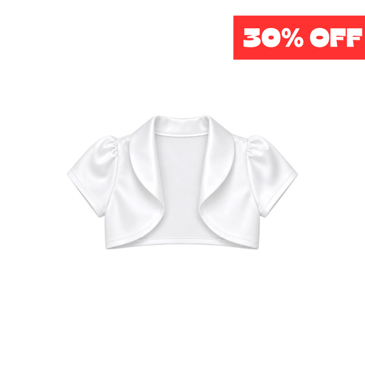 Kids Dream Girls’ White Satin Short Sleeve Bolero
