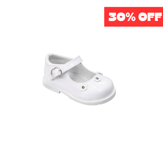 White Patent Floral Mary Jane Dress Shoes (size 5)