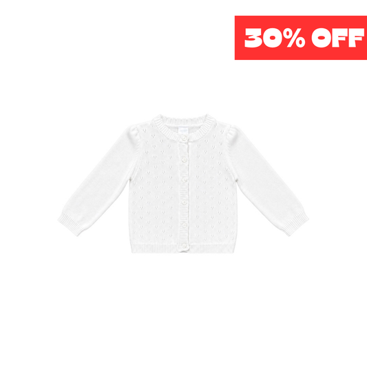 Kids Mode Girls’ Off-White Cotton Knit Cardigan