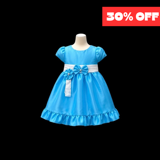 Sky Blue Baby Dress with Matching Headband (3-6 months)