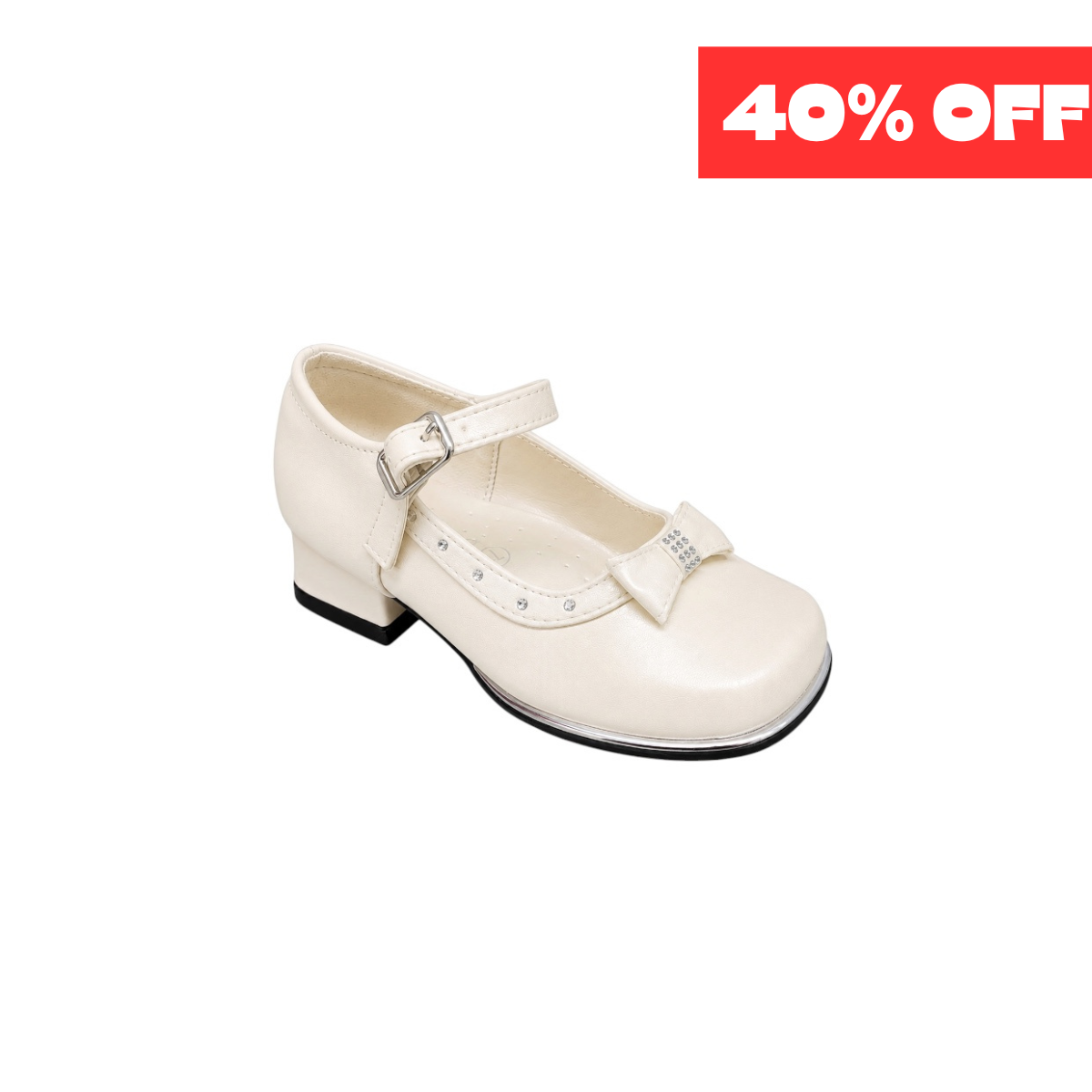 Jolene Girls' Bow Accent Ivory Dress Heel