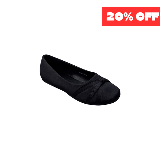 Jolene Girls' Black Satin Bow Dress Flats