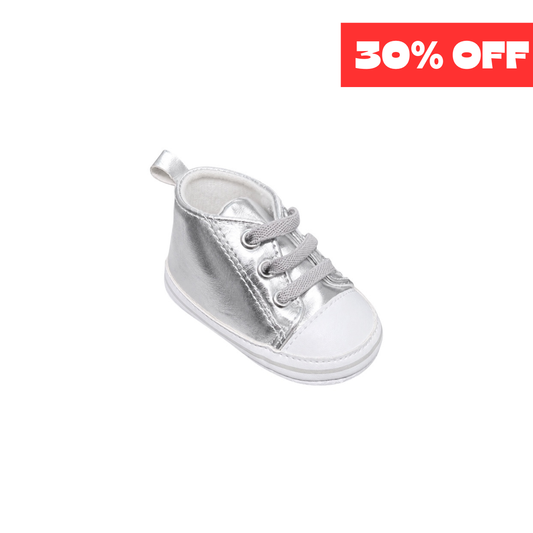TenderToes Silver Metallic Pre-Walker Sneakers (Soft Sole)