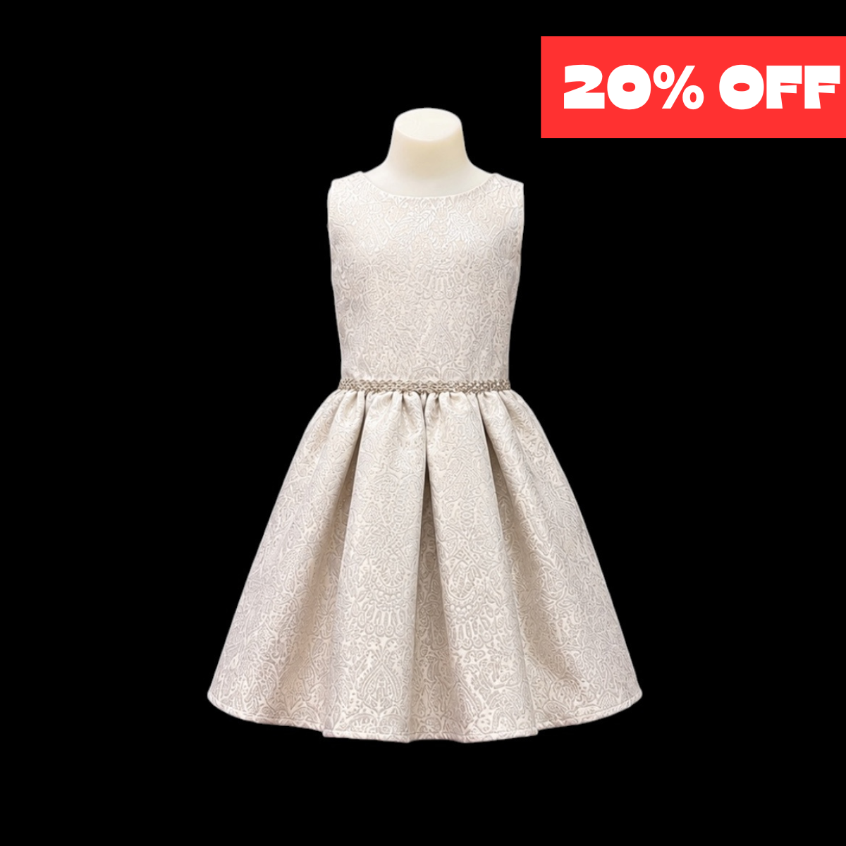 Jolene Girls Sleeveless Champagne Embroidered Party Dress