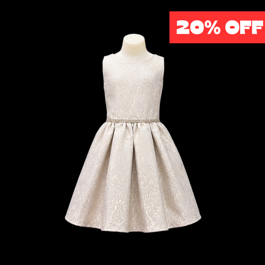 Jolene Girls Sleeveless Champagne Embroidered Party Dress