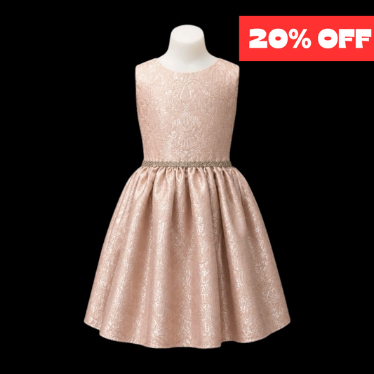 Jolene Girls Sleeveless Rose Gold Embroidered Party Dress (Size 16)