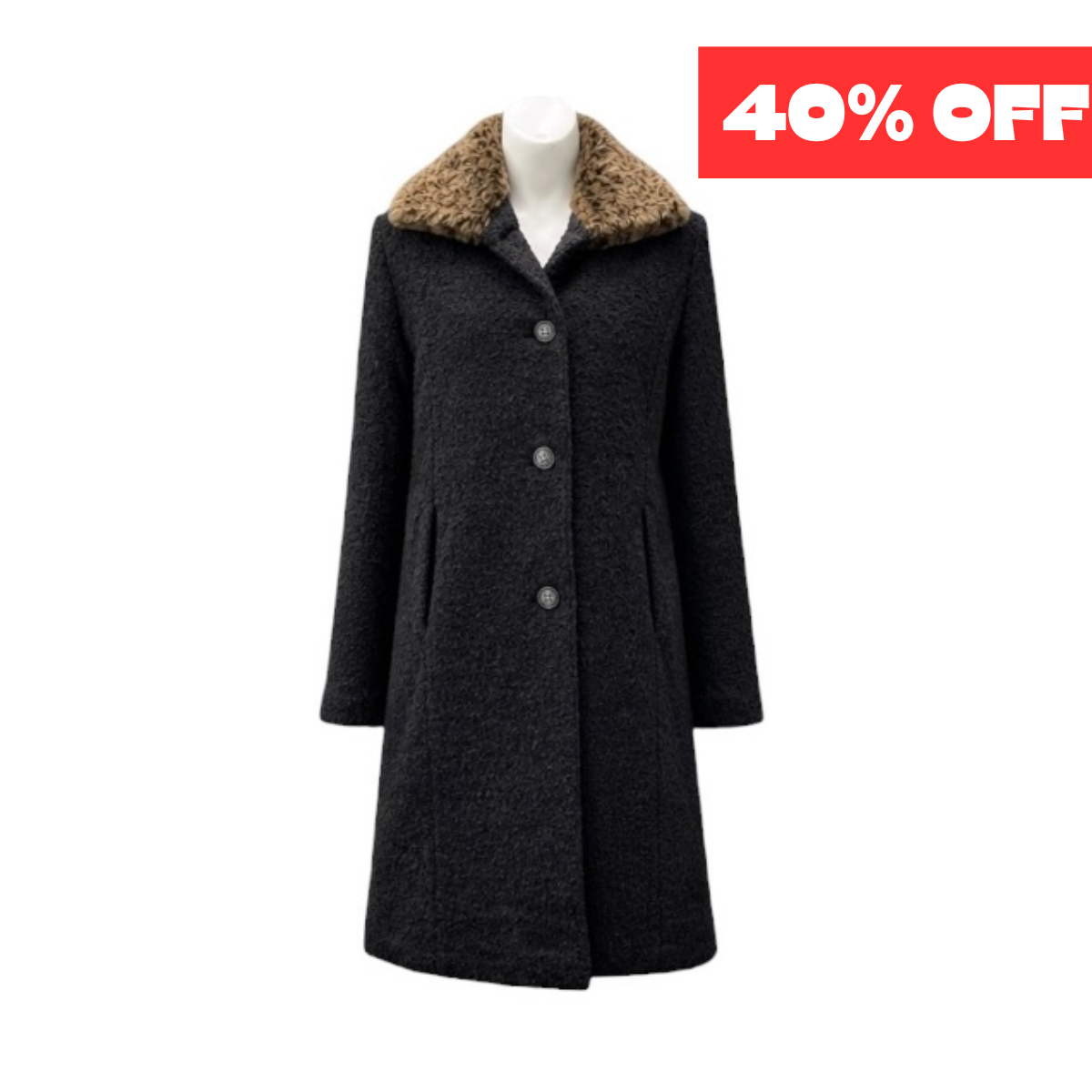 Girls Charcoal Wool Coat with Leopard Faux Fur Collar – Long Winter Dress Coat