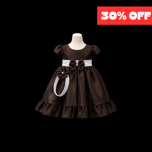 Baby Girl Brown Dress with Matching Headband (3-6 months)