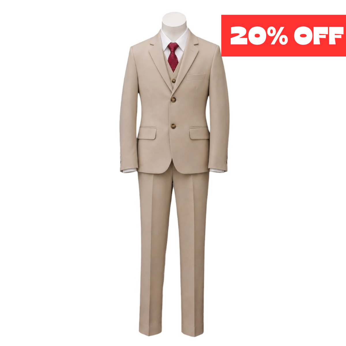 Mini World Classic Fit 5-Piece Beige Suit (Size 6)