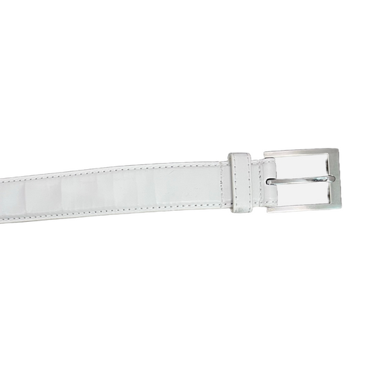 Mavezzano Patent White Leather Belt