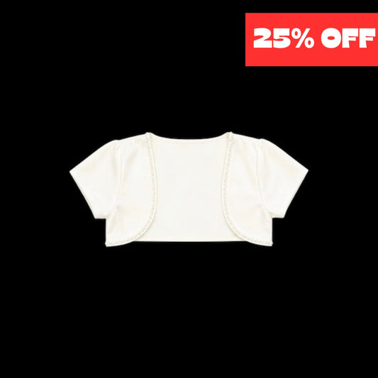 Ivory Short Sleeve Bolero with Pearl Trim