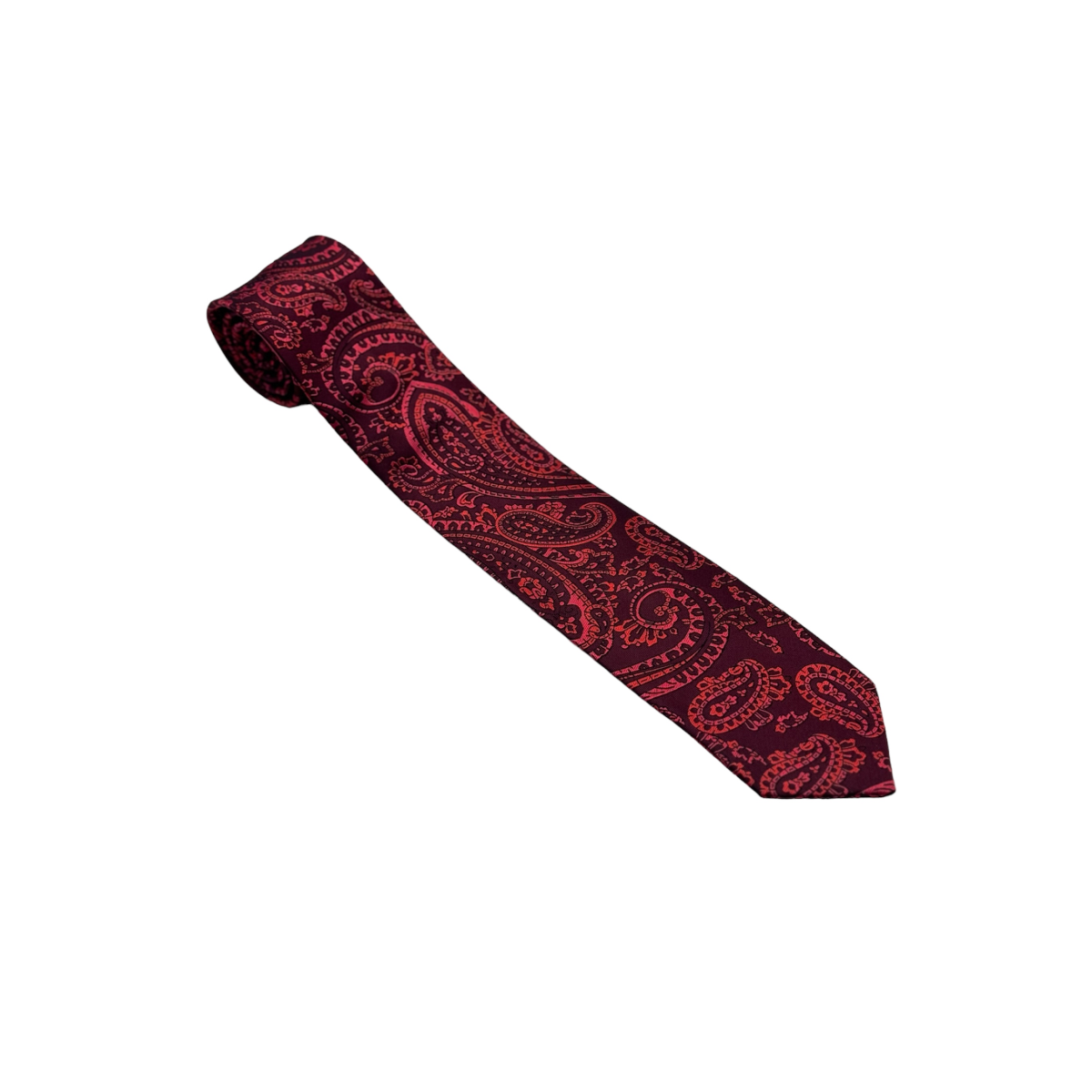 Deep Red Paisley Mens Necktie & Pocket Square