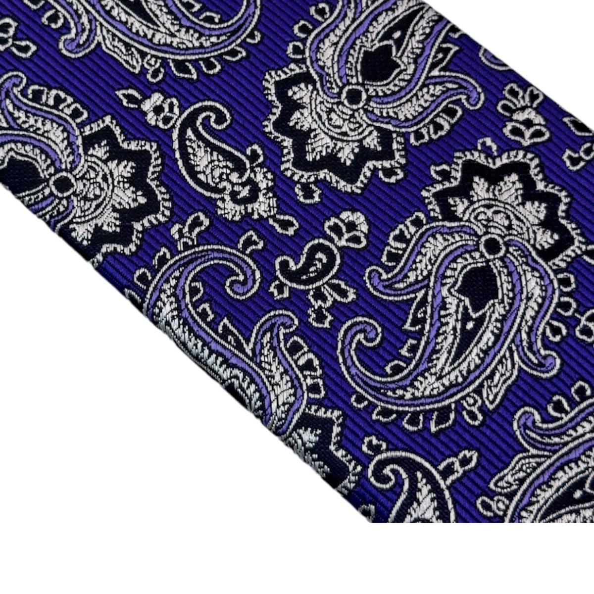 Purple & Silver Paisley Mens Necktie