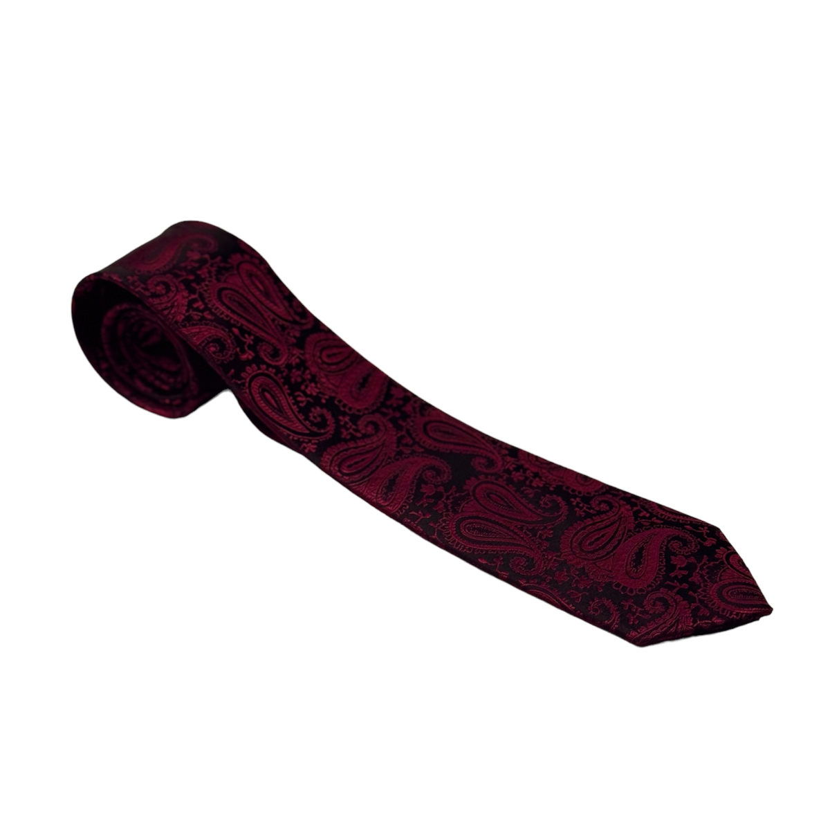 Burgundy Paisley Mens Necktie & Pocket Square