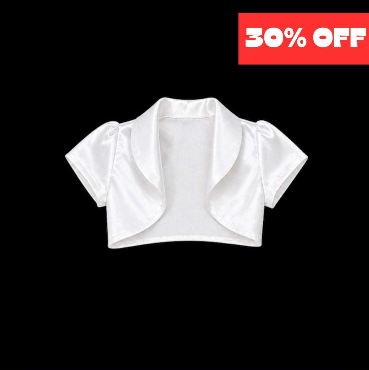 White Satin Short Sleeve Girls Bolero