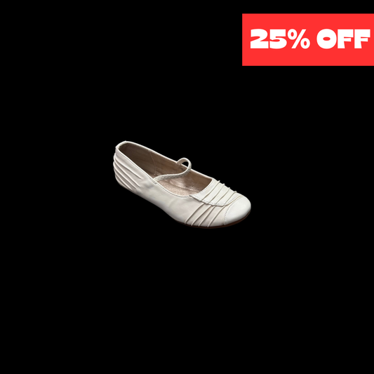 Jolene Classic Ivory Ruched Ballet Flats w/ Elastic Strap