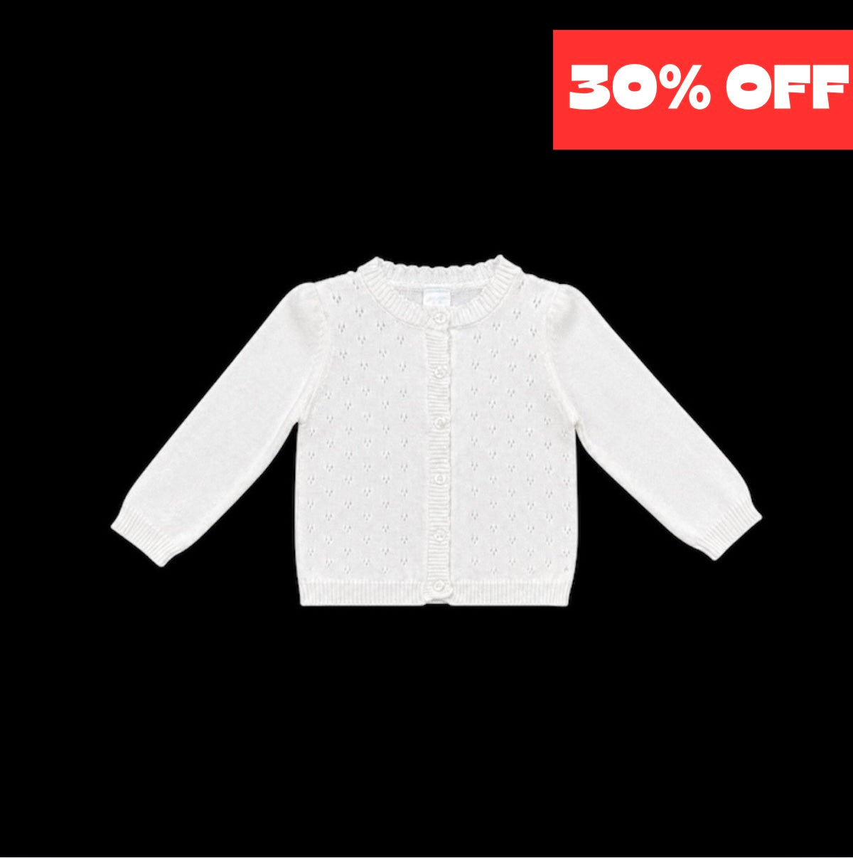 Off White Cotton Knit Cardigan