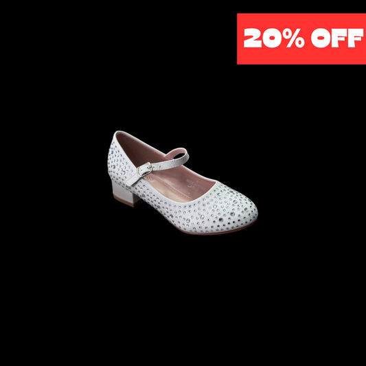 Jolene Pearl White Rhinestone Embellished Kitty Heel (Size 1)