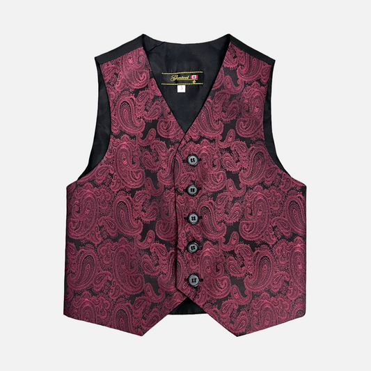 Burgundy and Black Paisley Vest